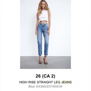 Zara High Rise Straight Leg jeans